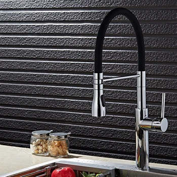 

MTTUZK Brushed Nickel chrome Kitchen Sink Faucet Deck Mount Pull Out Dual Sprayer Nozzle Hot Cold Mixer Taps Universal faucet