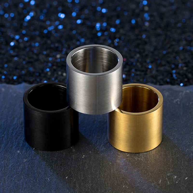 Титановая сталь матовое большое кольцо для мужчин супер широкое матовое Золотое мужское кольцо для большого пальца мужское ювелирное изделие 19 мм