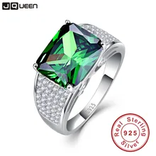 9.5ct jqueen corte esmeralda 925 anillo de plata maciza de alta calidad nano ruso esmeralda anillos de las mujeres de moda conjunto clásico