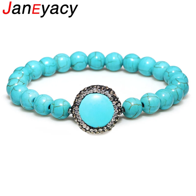 

Janeyacy New 8mm DIY Handmade Making Natural Stone Bracelet Womens European Jewelry Fashion Bead Bracelet Mens Homens Pulseira