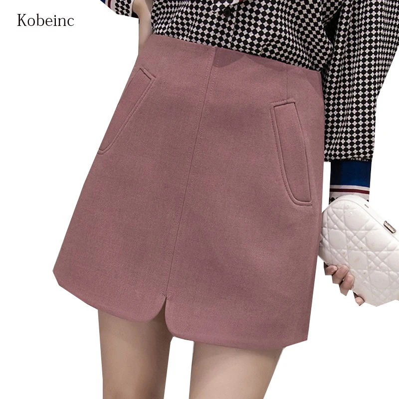 A Line Skirt Women 2017 New High Waist Split Saia Fashion Casual Pocket Short Faldas Mujer Plus Size S-2xl Spring Jupe Femme | Женская