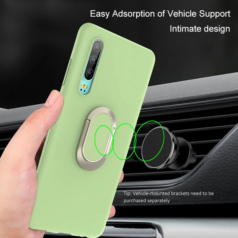With Finger Ring For Huawei P30 Mate20 Pro 20X Soft Slim TPU Plain Case Anti Slip Luxury Brand Silicone For Huawei P30Pro Case