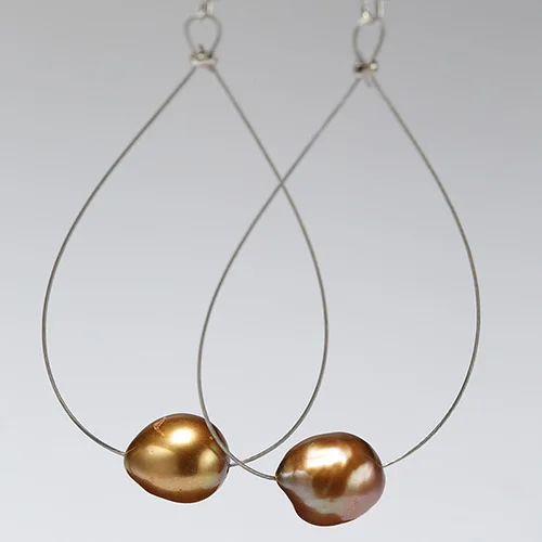 DAIMI серьги дизайн культивированный жемчуг серьги 925 пробы серебряные серьги для женщин - Цвет камня: Brown