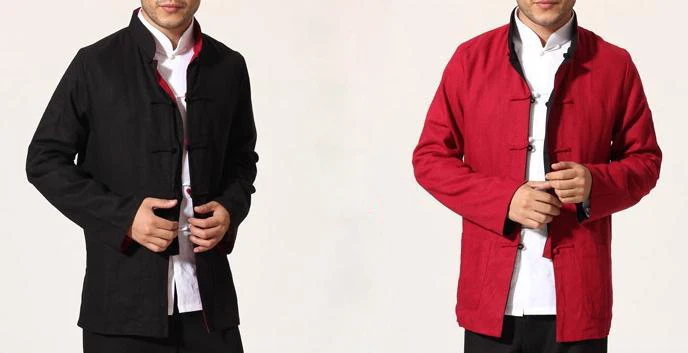 

men reversible Tang suits male kung fu Martial arts uniforms wing chun coat tai chi two-sides jacket clothing black red