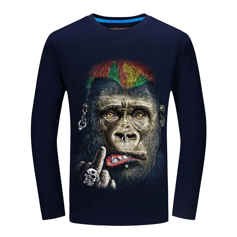 

New Arrival 2018 Autumn Men 3D Printed Long Sleeve T-Shirt Animal Pattern Male Fashion hip hop Tshirt Unisex Shirts Streetwear