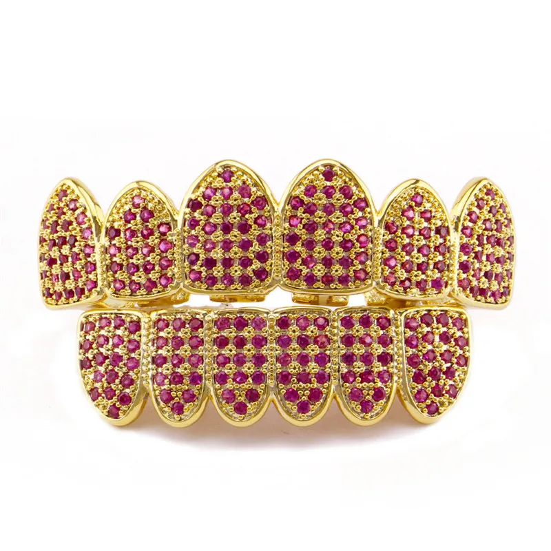 

Fashion Full color diamond-studded gold teeth Mouth Punk Teeth Caps Cosplay Party Tooth Rapper Jewelry Gift Orthodontic Braces