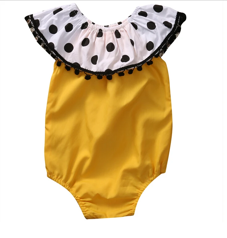 One piece Ruffles Polka Dots Romper Clothes Toddler Infant Baby Girls