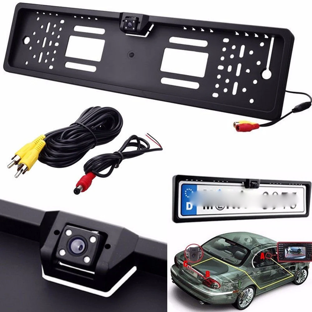 Car Rearview font b Camera b font EU European License Plate Frame Backup Car Number Waterproof