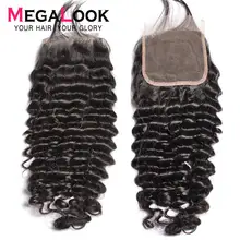 Глубокие синтетические волосы волнистые кружева спереди человеческие волосы закрытие 6*6 Кружева Remy перуанские закрытие Megalook волосы 1b 5x5 7x7