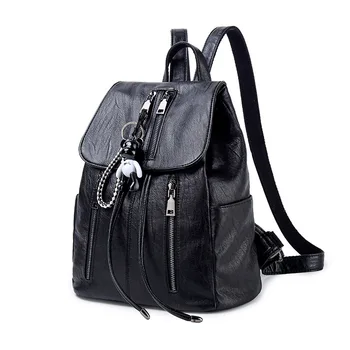 

New Black Women Backpack 100% Genuine Leather Practical Travel Bag Big Schoolbag For Girls Fashion Female Knapsack Laptop C799