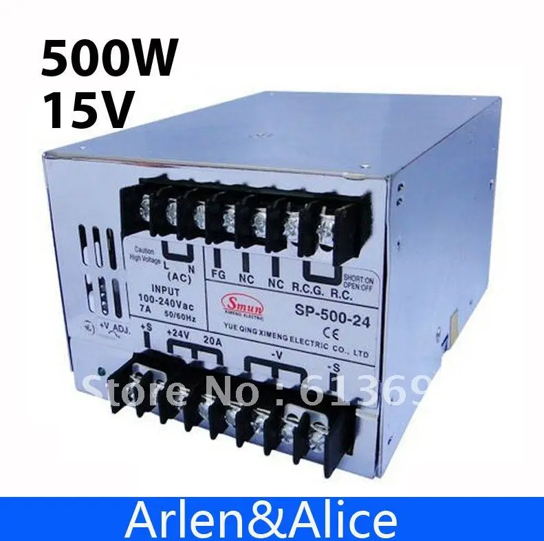 SP500W 15В 32A с PFC одиночный выход импульсный источник питания для светодиодной ленты
