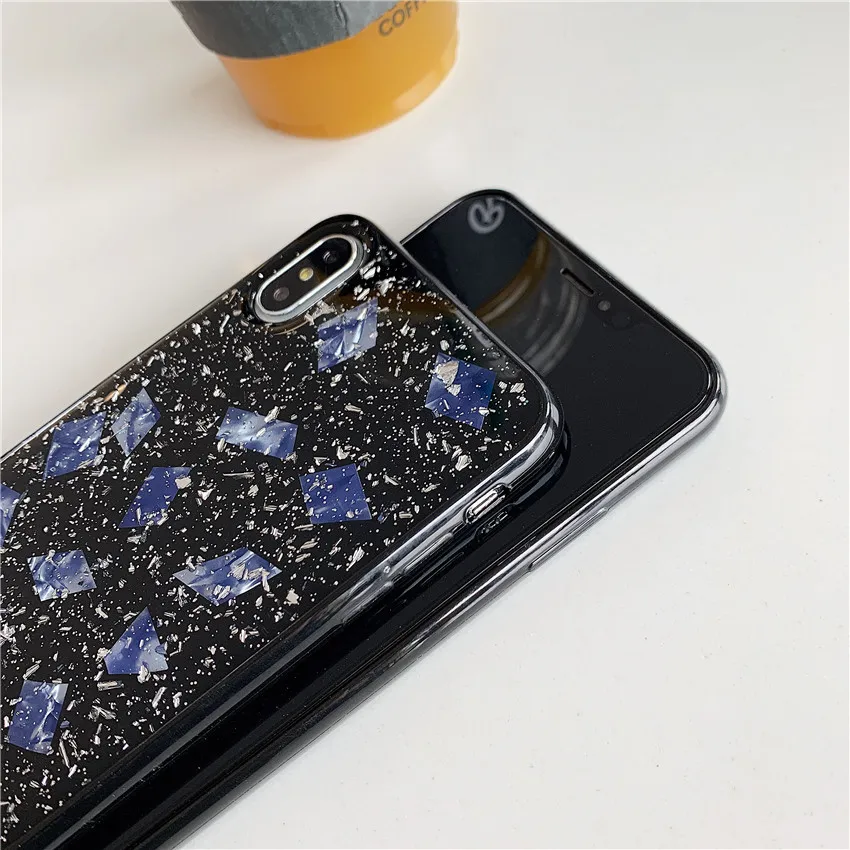 Black Plastic Drop Silver Foil Phone Case for iphone 6 6s 7 8 Plus All-inclusive Anti-fall Soft Cover XS Max XS XR X Black Plastic Drop Silver Foil Phone Case for iphone 6 6s 7 8 Plus All-inclusive Anti-fall Soft Cover XS Max XS XR X