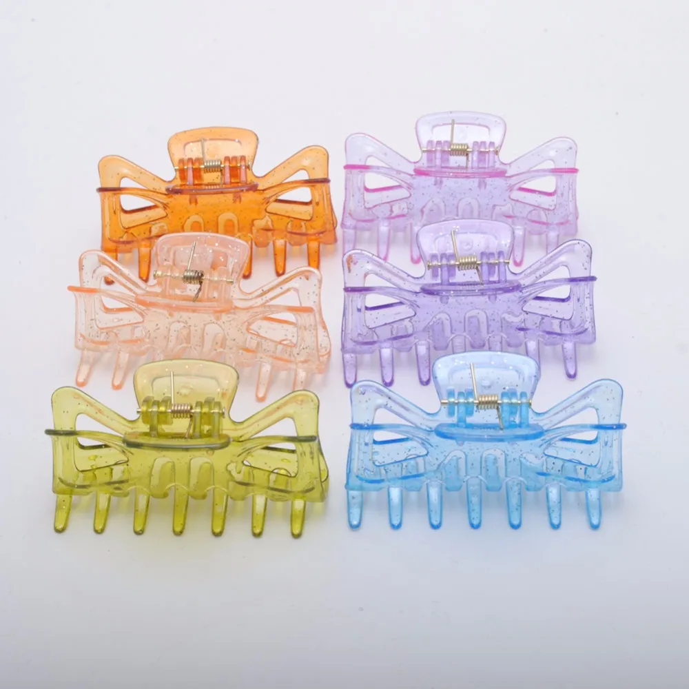 6 Piece Plastic Hair Claw Clips Women Glitter Hair Barrettes Hair Clips