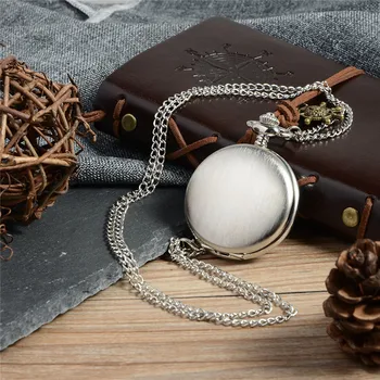

Classical Silver Polish Smooth Pocket Watch Men's Women Quartz Watch Pendant Necklace Hour Clock With Chain Relogio De Bolso