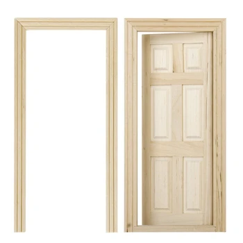 

1/12 Dollhouse Miniature 6 Panel Interior Wooden Door DIY Wood Color