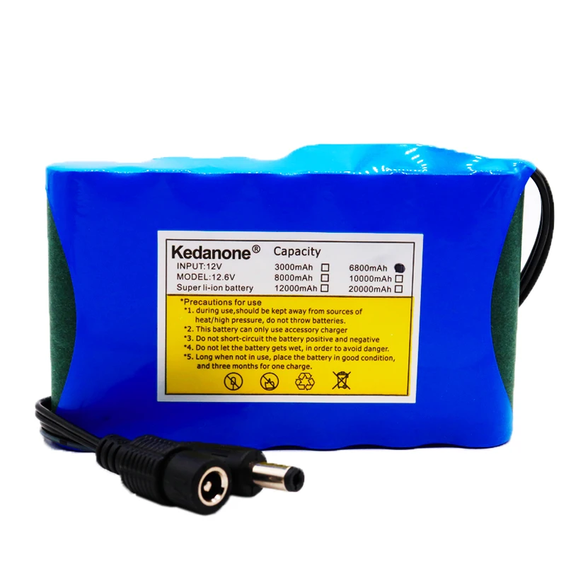 Портативный Супер 12v аккумулятор 6800mAh 18650 перезаряжаемый комплект литий ионный