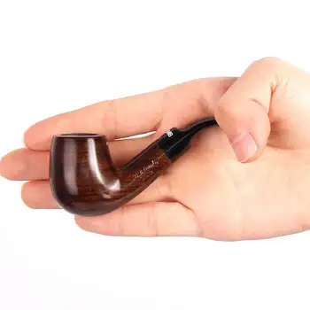 

New ebony curved filter mini pipe Ebony wooden hammer palm fight men's portable direct