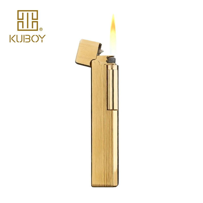 High Quality Brand KUBOY Gas Cigarette Lighter White Brushed Nickel