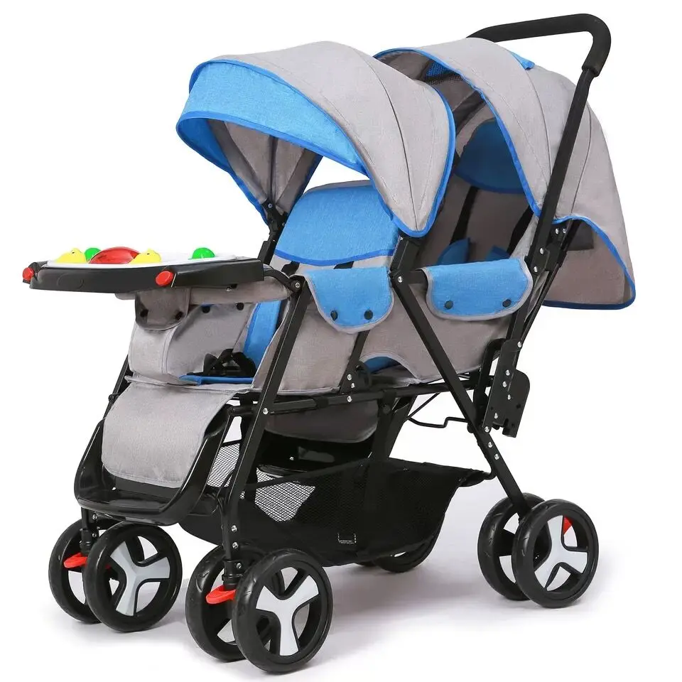 Аутентичная детская коляска для близнецов, передняя и задняя, на колесиках, размер, двойная, двойная, детская коляска для сидения - Цвет: C1