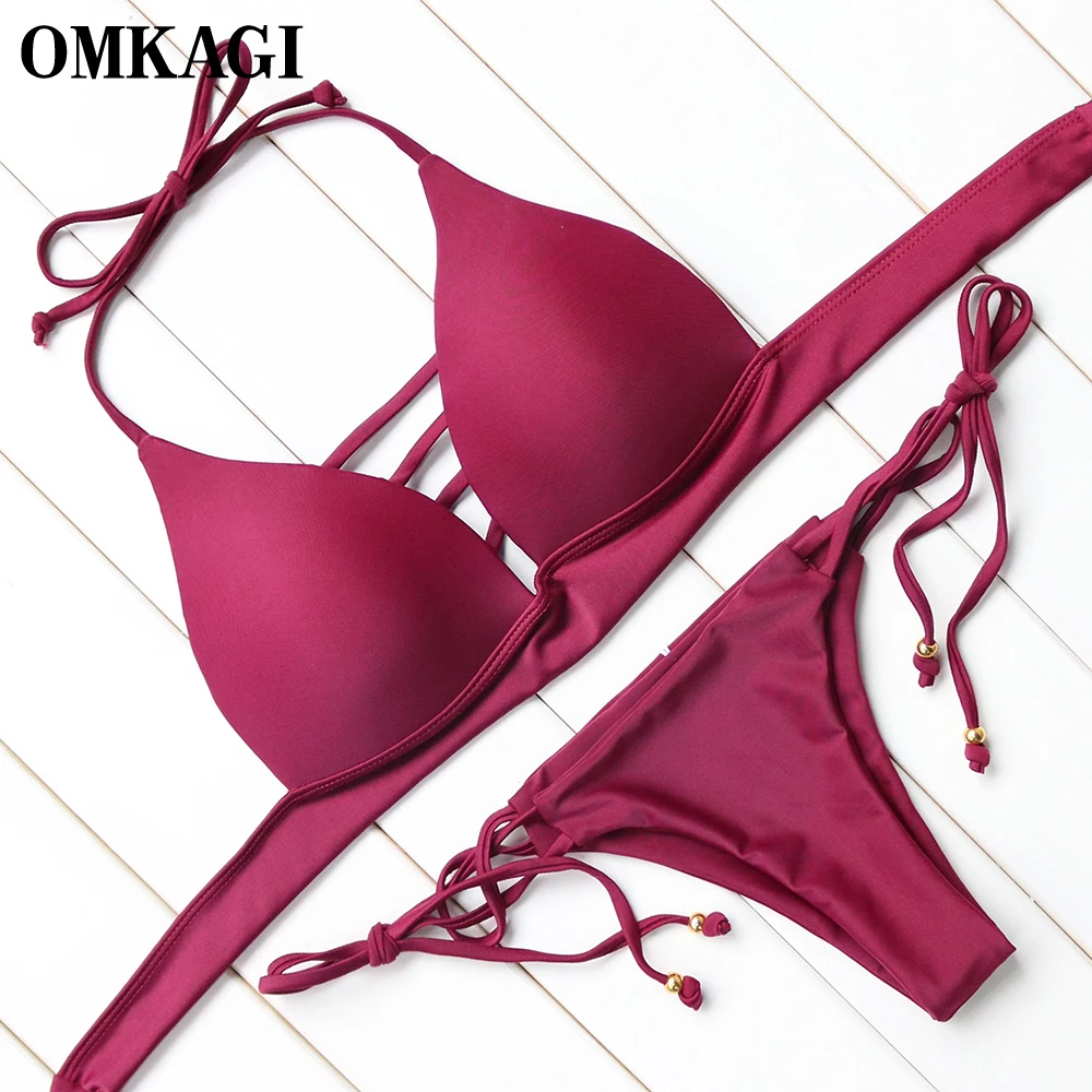 OMKAGI Push Up Bikini Swimwear Swimsuit Women Bikini Set Bathing Suit ...