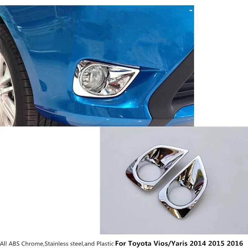 

Hot Car Body Head Front Fog Light Lamp Frame Stick Styling ABS Chrome Cover Trim 2pcs For Toyota Vios/Yaris/sedan 2014 2015 2016