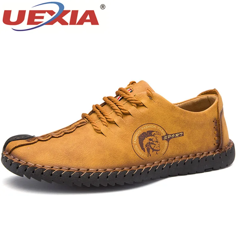 

UEXIA New Comfortable Men Casual Shoes Loafers Man Quality Split Leather Shoes Men's Flats Hot Sale Moccasins Shoes Size 38-47