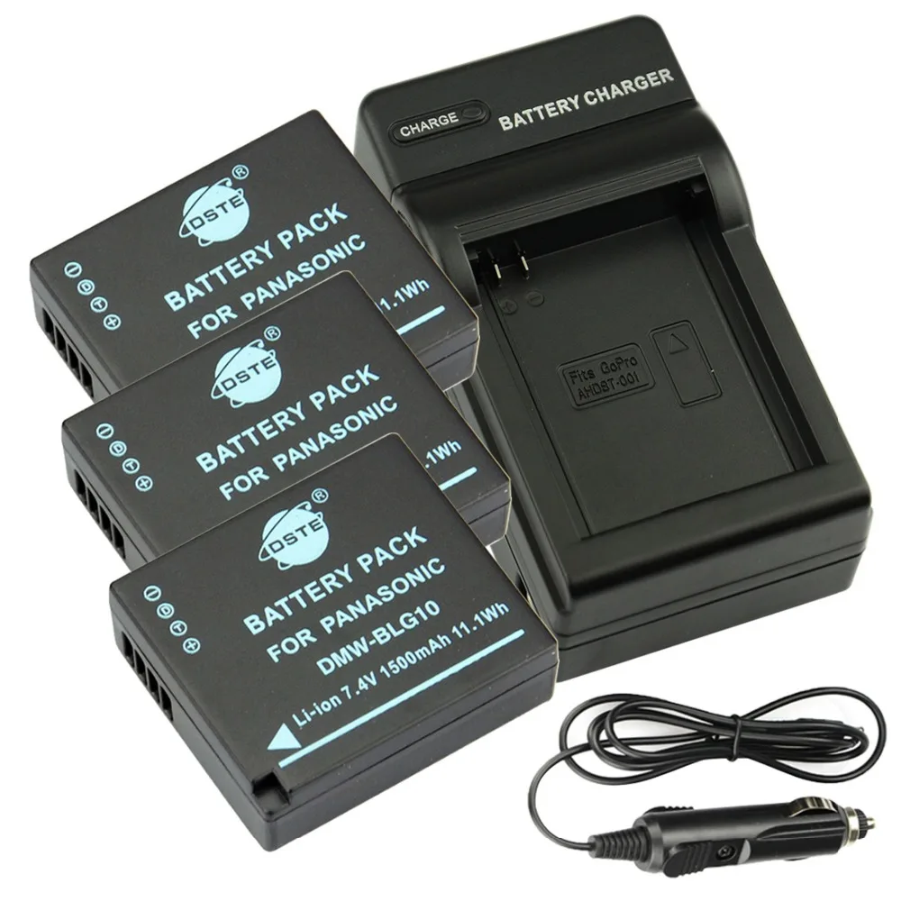 

DSTE 3PCS DMW-BLG10 Rechargeable Battery + Travel and Car Charger for Panasonic Lumix DMC-GF6 Digital Camera