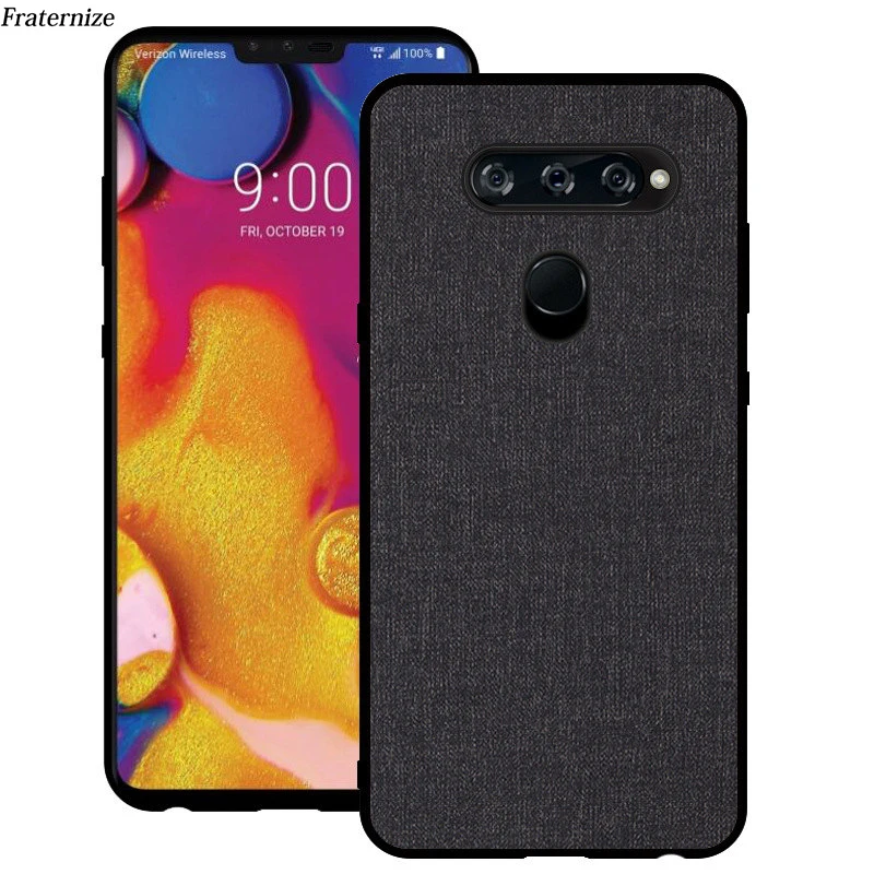 Leather Cloth Texture Case for LG V40 ThinQ Linen Canvas TPU Silicone soft Anti-knock Full protective Cover forLG Capa Funda |
