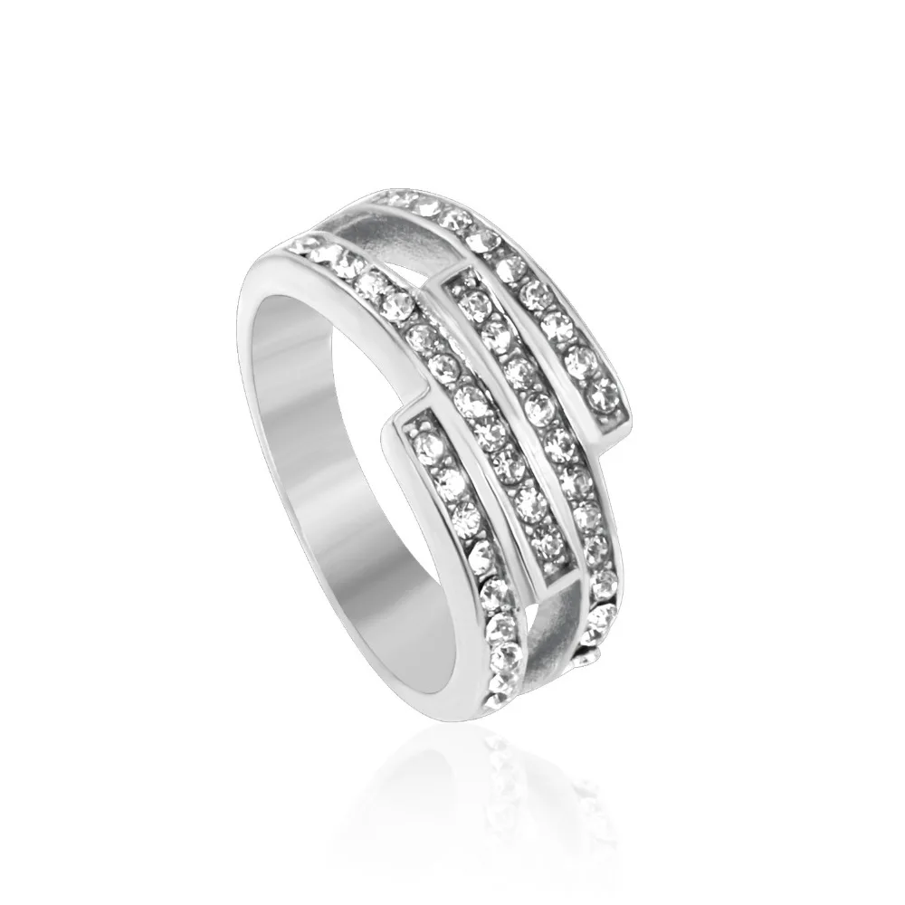 Роскошные стальные кольца с кубическим цирконием для женщин, нержавеющая сталь, золото/серебро, размер 6-9, свадебные ювелирные изделия, модные аксессуары, подарок