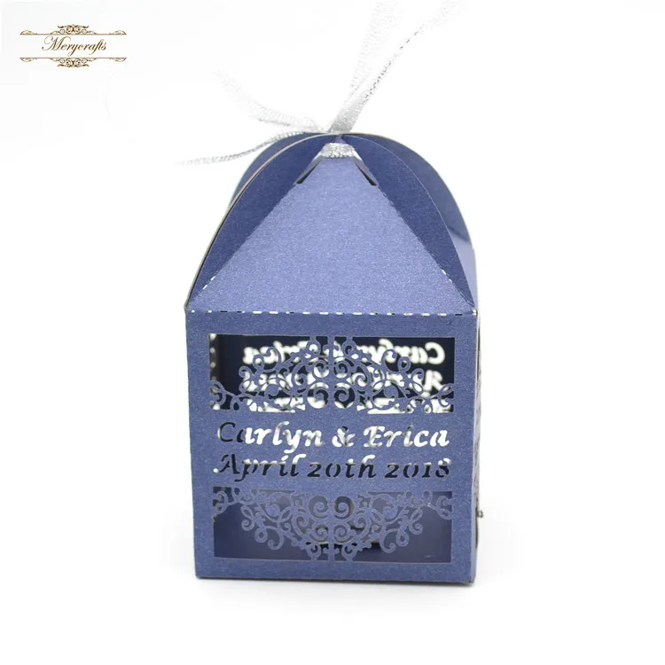 

Free custom design laser cut indian wedding favor boxes navy blue