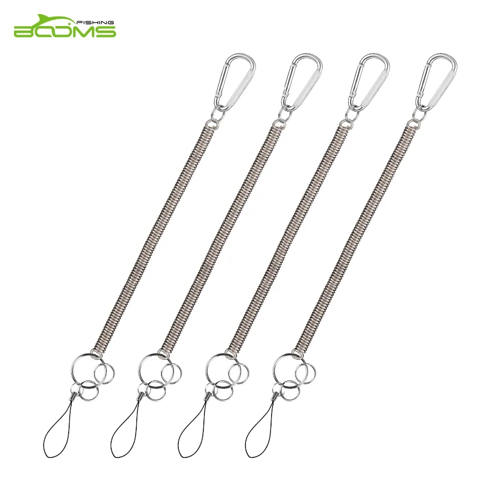 

Booms Fishing 4pcs Coiled Lanyard or Safety Rope Wire Steel Camping Secure Pliers Lip Grips 2.3m Max Stretch Fishing Tackle Tool