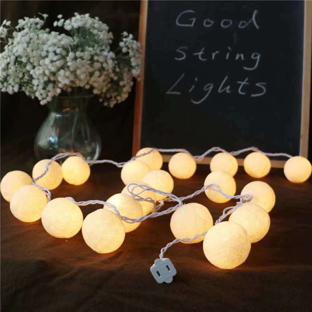 Christmas LED Decor String Light handmade Romantic cotton Ball LED lights Fairy wedding Deco ...