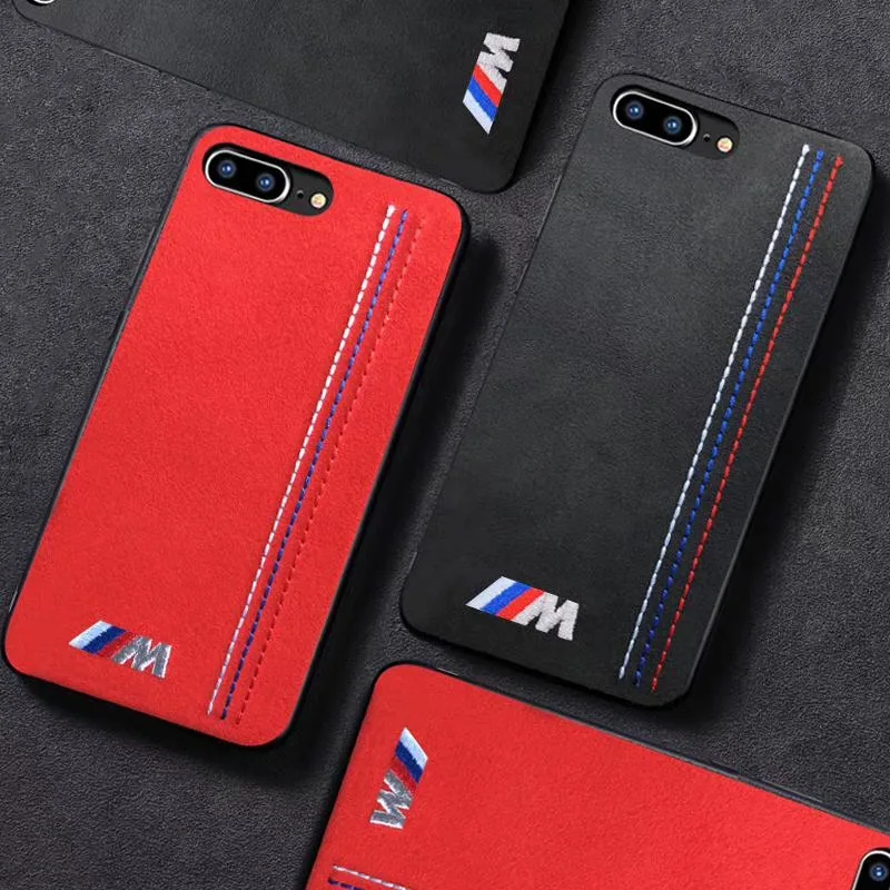 

Luxury Motorsport Case For iPhone 7 8 6 6S Plus X XS Max XR Turn Furcover Plush AMG 3D embroidery Sutures Cover Coque