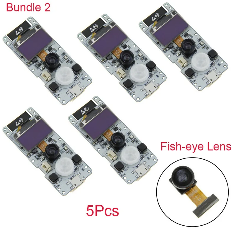 5 шт. для TTGO T-camera ESP32 WROVER& PSRAM модуль камеры ESP32-WROVER-B OV2640 камера Рыбий глаз объектив/нормальноугольный объектив 0,96 OLED - Цвет: 5pcs Fish-eye Lens