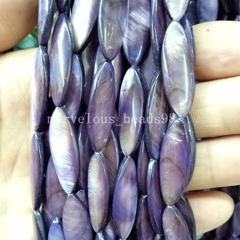 

Free Shipping Fashion Jewelry 10x30mm Purple Mother of pearl Shell Art Loose Beads 15.5" G6923