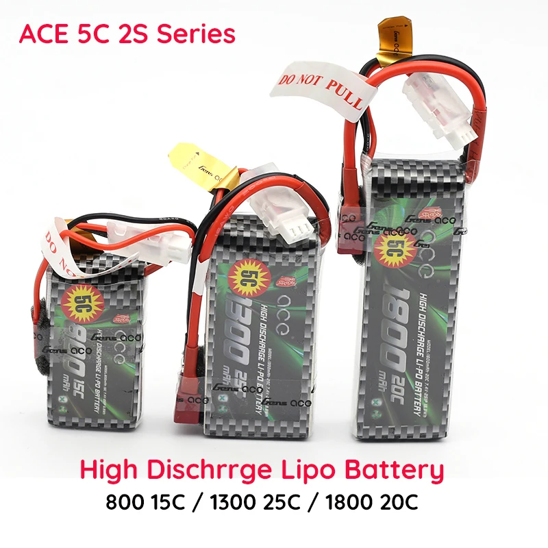 

2S Lipo Gens ACE Lithium Battery 2S 7.4 V 800 1300 1800 MAH 15C 20C 25C Four Axis Fixed Wing Car Boat