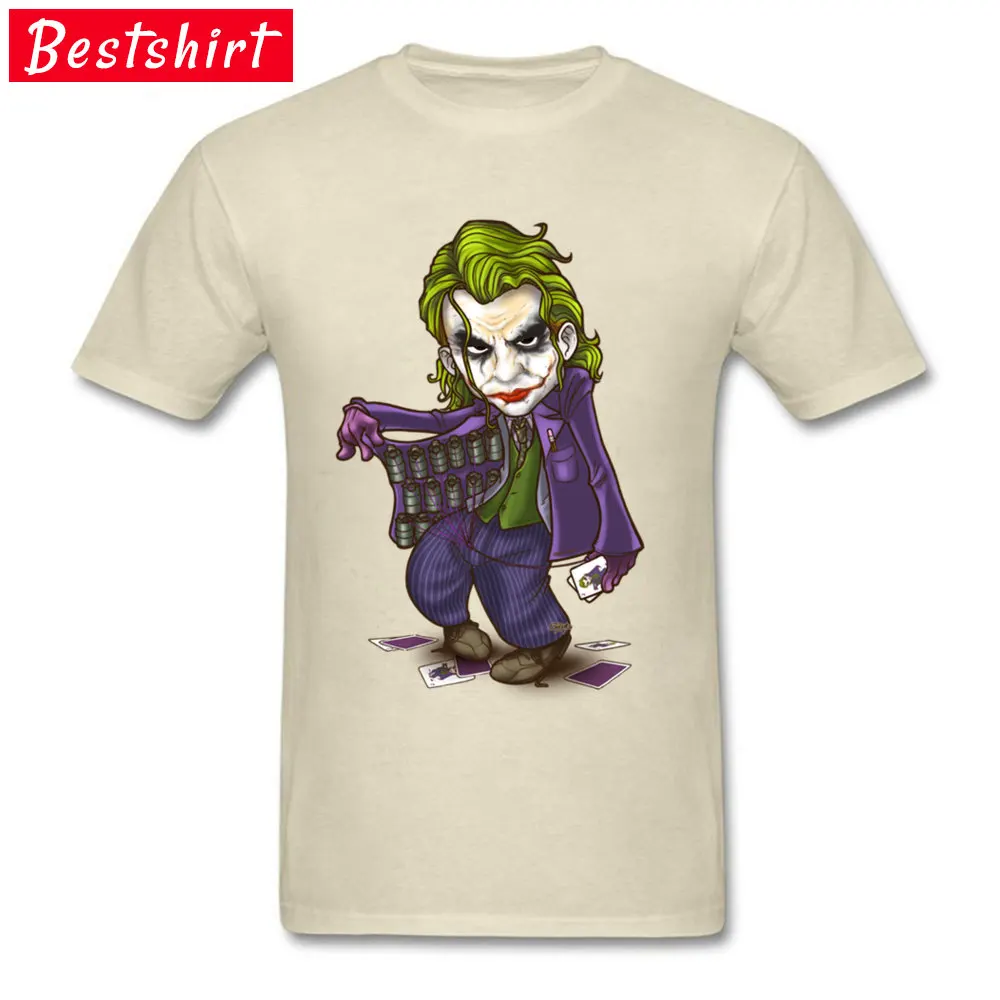 Birthday Short Sleeve T Shirt Father Day Crew Neck All Cotton Men T Shirts Heath Ledger Joker Birthday Tops Shirts Oversized Heath Ledger Joker beige