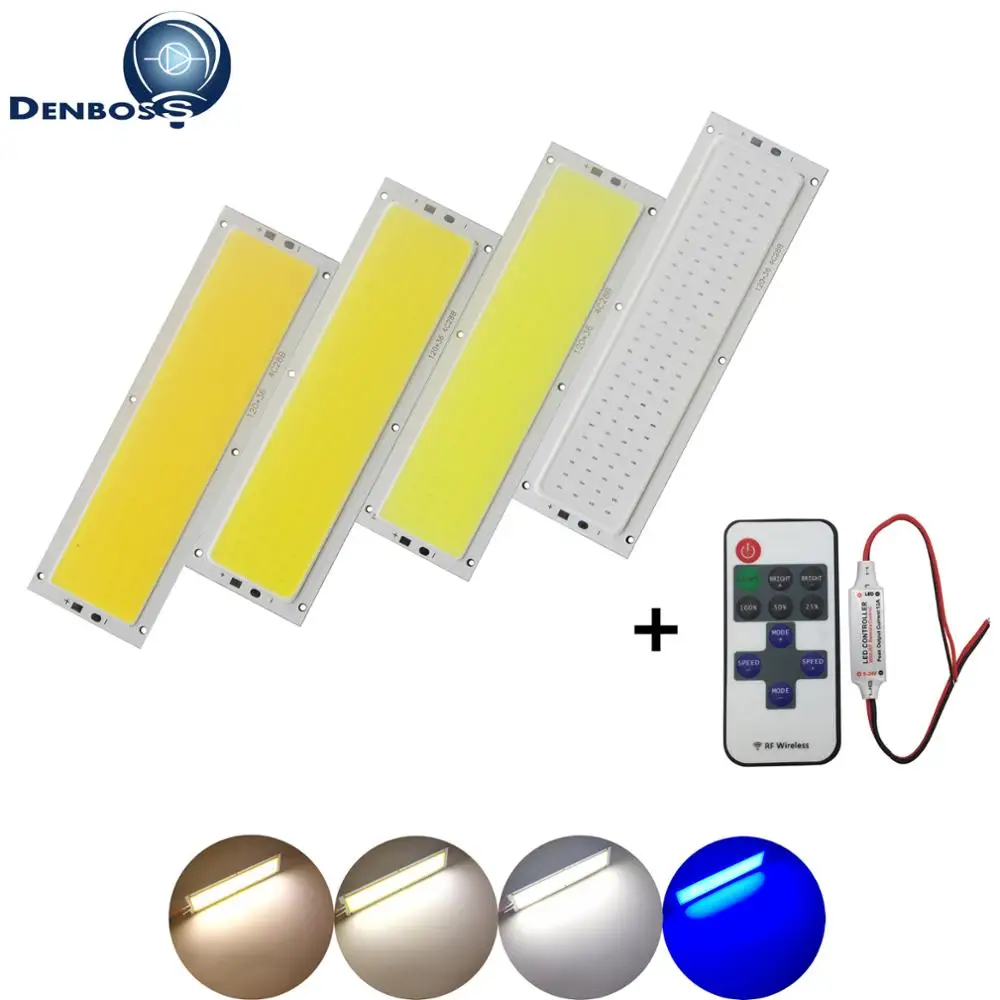 

HOT dimmable 12V 120x36mm Light 12W tubes Natural Warm White Blue RF remote dimmer LED COB Chip for DIY Car Lamp LED COB Strip