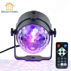 BRIGHTINWD мини RGB 3 Вт хрустальный магический шар светодио дный Стадия лампы DJ КТВ Дискотека Лазерный свет Вечерние огни Звук ИК удаленный