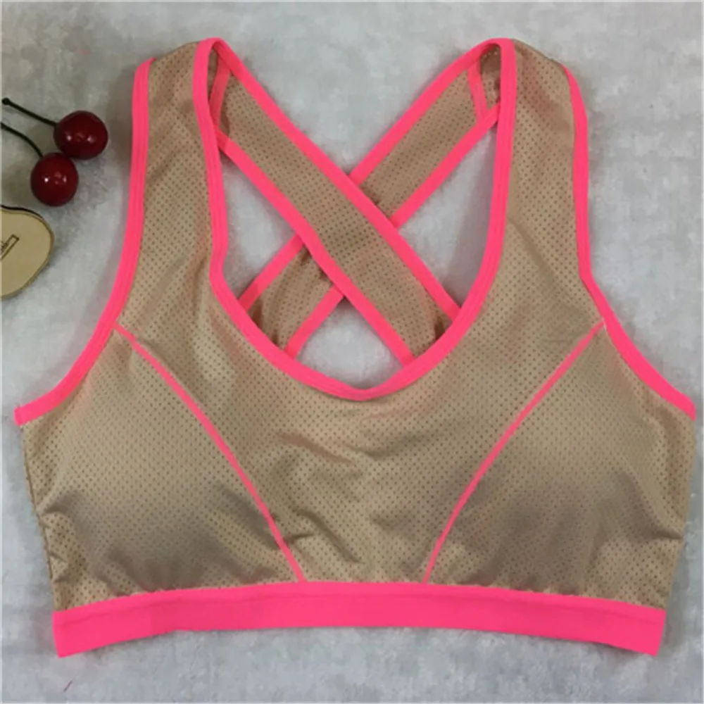 

Sports Running Yoga Bra Women Padded Push Up Athletic Seamless Solid Wrap Chest Strap Vest Tops Lady Stretch Crop Top