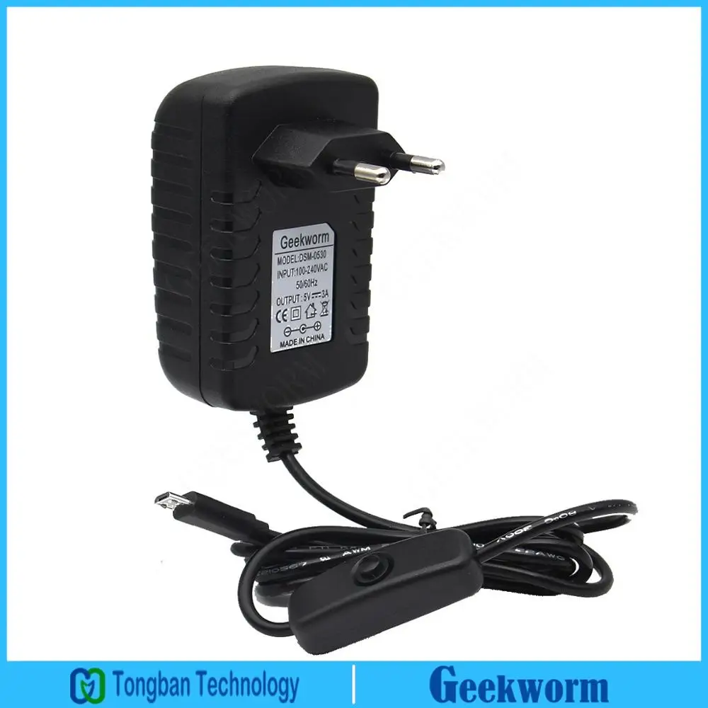 

Geekworm DC 5V 3A Raspberry Pi 3 Power Adapter /Power Supply with Switch for Raspberry Pi (EU Plug or US Plug )