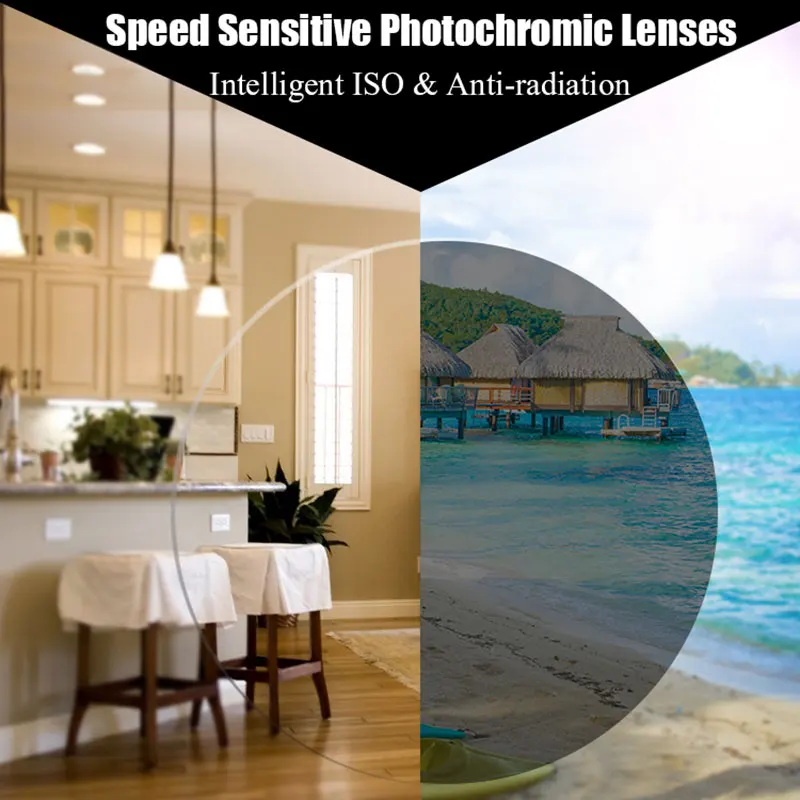 1.61 Super tough Photochromic Digital Free Form Progressive Prescription Optical Lenses With Fast Color Changing Performance
