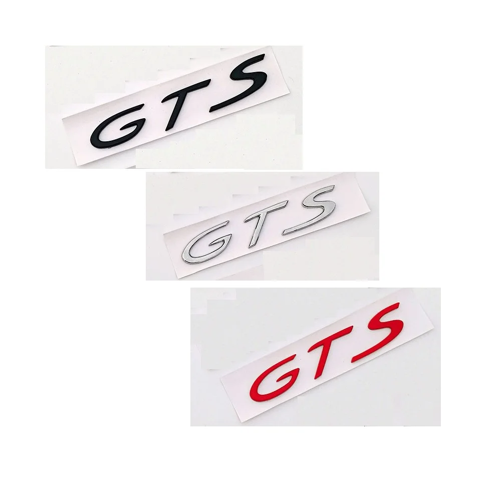 

Chrome Black Red Letters " GTS " Words Car Trunk Lids Lip Front Badge Emblem Emblems Badges Sticker Decal