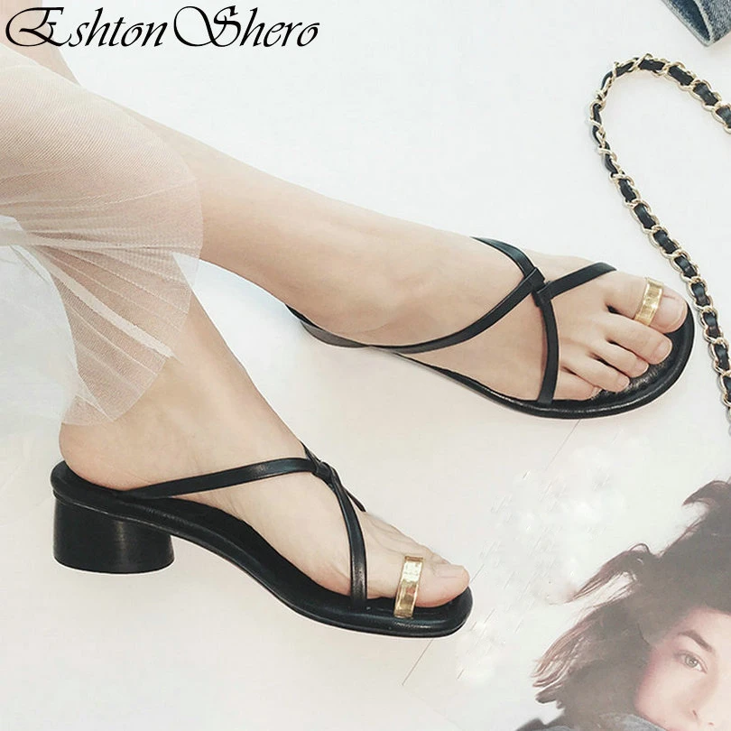 

EshtonShero Women Sandals Summer Shoes Woman Square High Heels Platform Sheepskin Ankle Strap Ladies Wedding Shoes Size 3-9