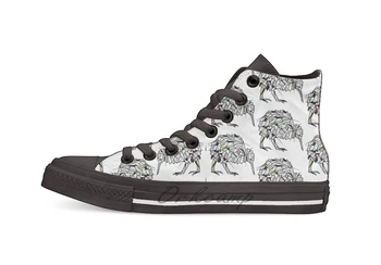 

Geometric kiwi Design breathable Casual High Top lace-up Canvas shoes sneakers For Drop shipping