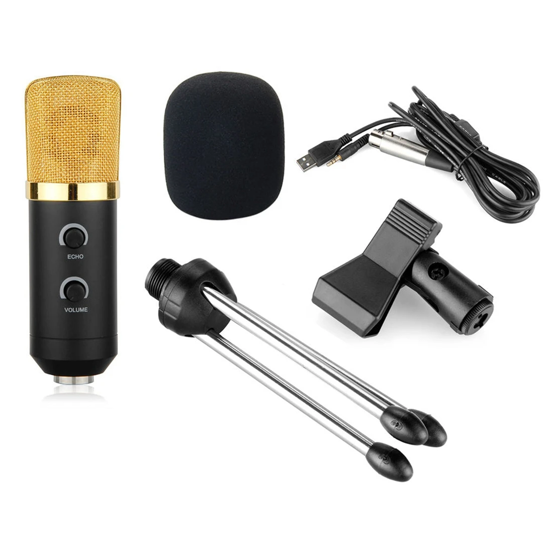 

Audio Dynamic USB Podcast Condenser Microphone PC Recording MIC + Stand Tripod Gold