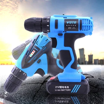Online Plastic Box Packing Electric Screwdriver Lithium Battery Rechargeable Multi-function Cordless Electric Drill Power Tools