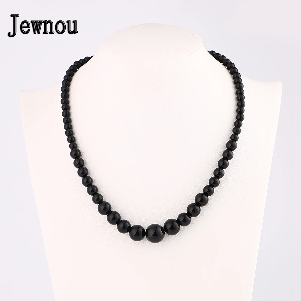 

Jewnou Obsidian Necklace Natural Black Onyx Jewelry Lady sweater chain Exquisite Crystal Gift Girl Luck Gems Korean version