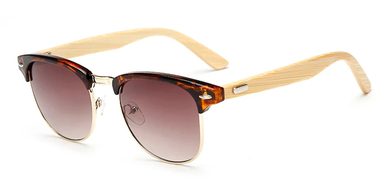Новинка бамбуковые солнцезащитные очки мужские деревянные полурамки женские брендовые дизайнерские зеркальные оригинальные деревянные солнцезащитные очки ретро de sol masculino - Цвет линз: wood kp1505 C4