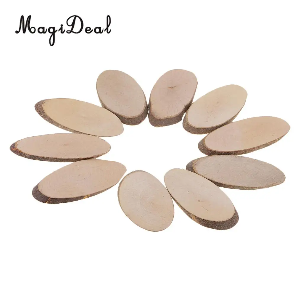 10pcs Oval Shape Wood Slices DIY Rustic Craft Decorations For Christmas Table Centerpieces Cards Wedding Decoration Gift Tags